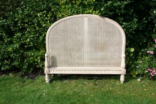 French King Size Painted Cane Bed