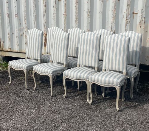 Set of 8 French  Louis Xv Style Dining Chairs