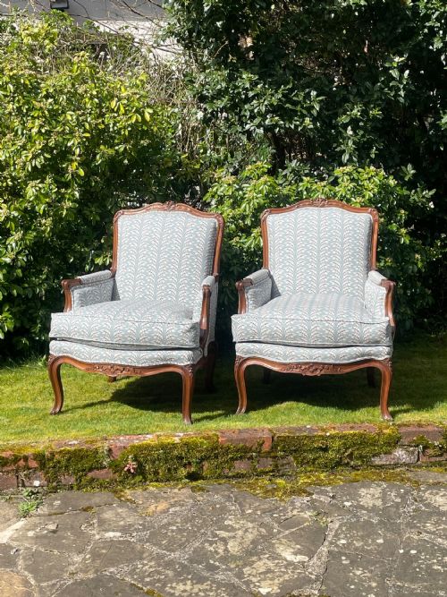 2 Louis Xvi Style Walnut Armchairs