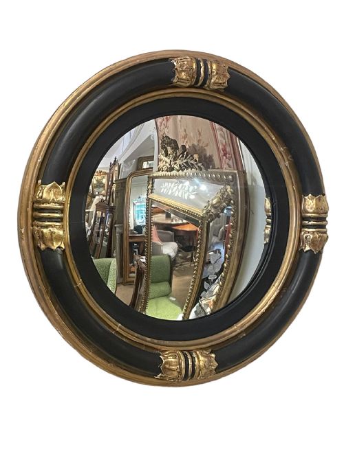 Regency Gilt & Ebonised Convex Mirror