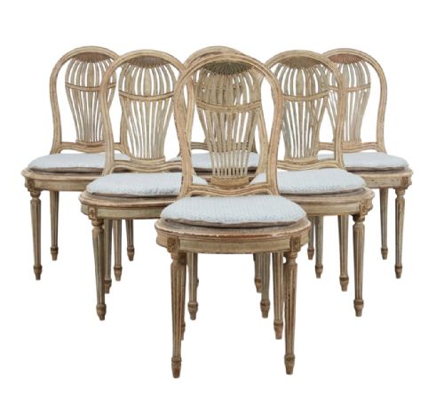 Six 19th Century French Montgolfier Dining Chairs