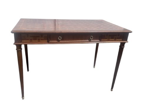 LATE 19TH C FRENCH PARQUETRY WRITING TABLE
