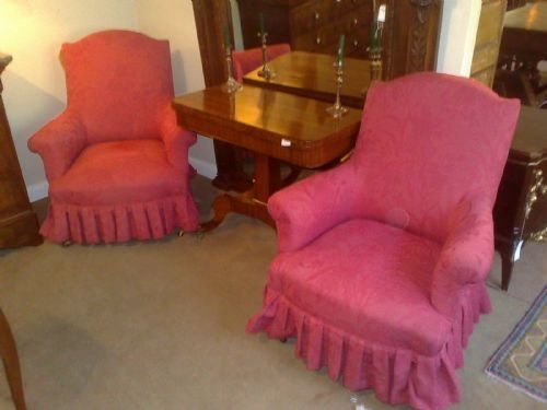 Pair French Crappaud Type Armchairs