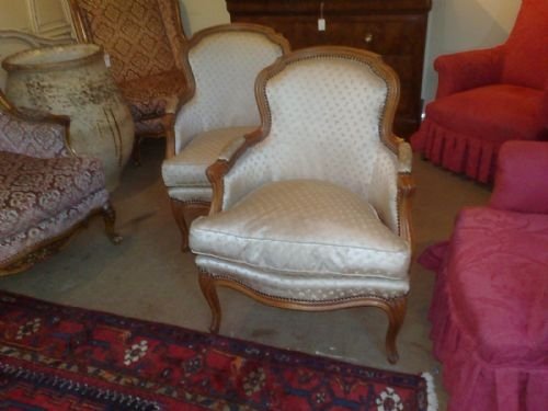 Pair French Bergere Armchairs