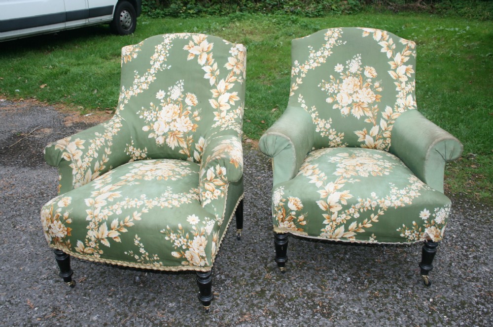 pair french armchairs