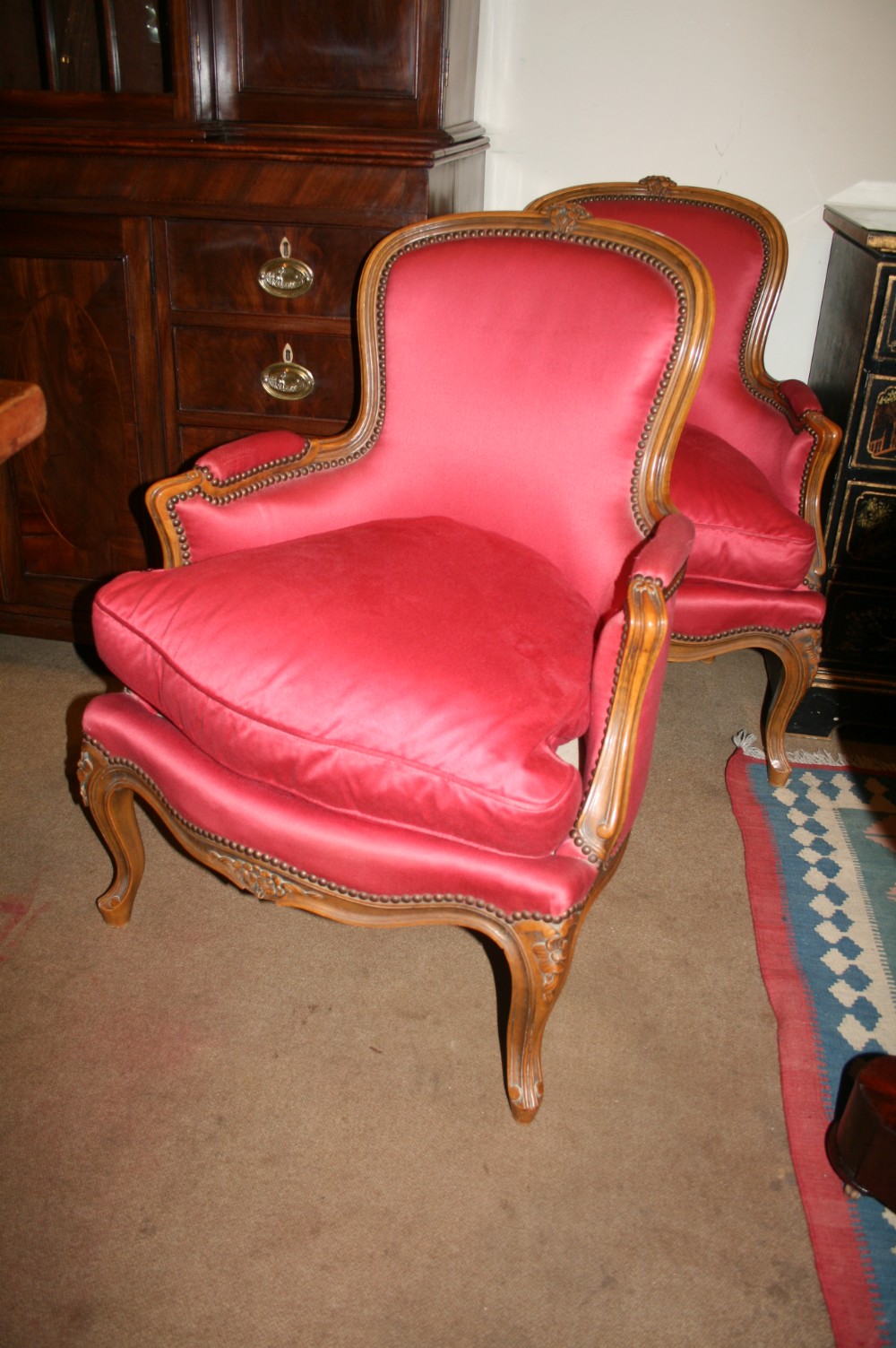 pair french bergere armchairs 