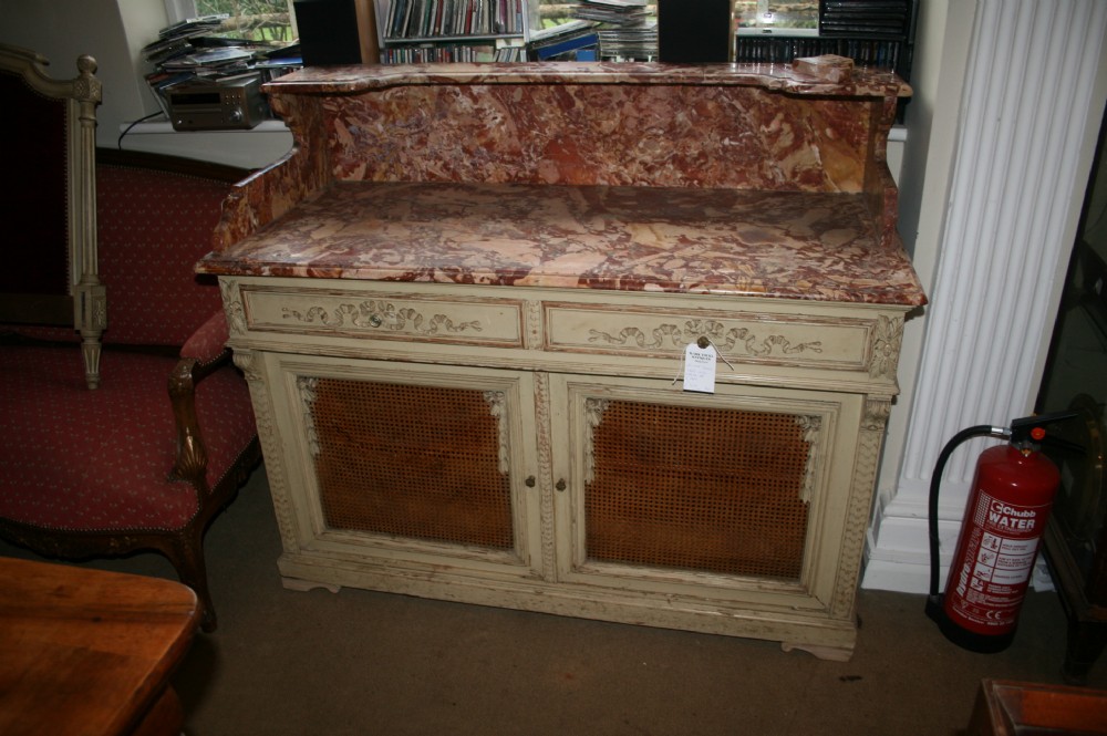 unusual french marble topped cupboard 