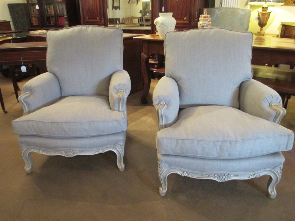 Pair of French Bergere Armchairs