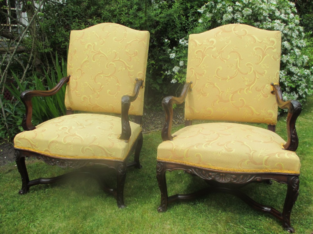 Pair of Large Walnut armchairs