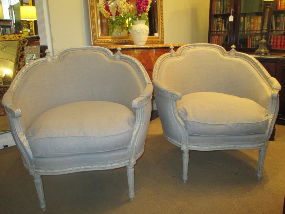 Pair of large French armchairs