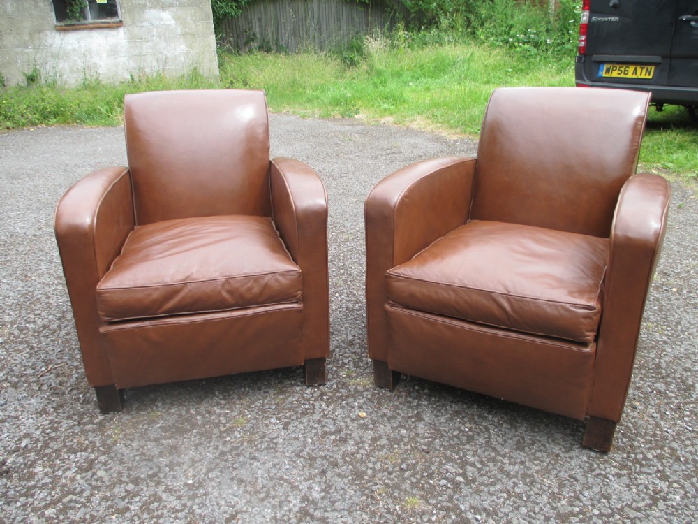 Pair of Leather Club Chairs