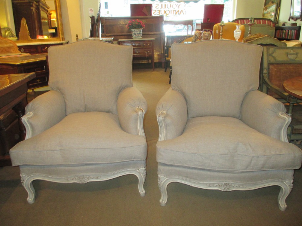 Pair of Large Bergere Armchairs