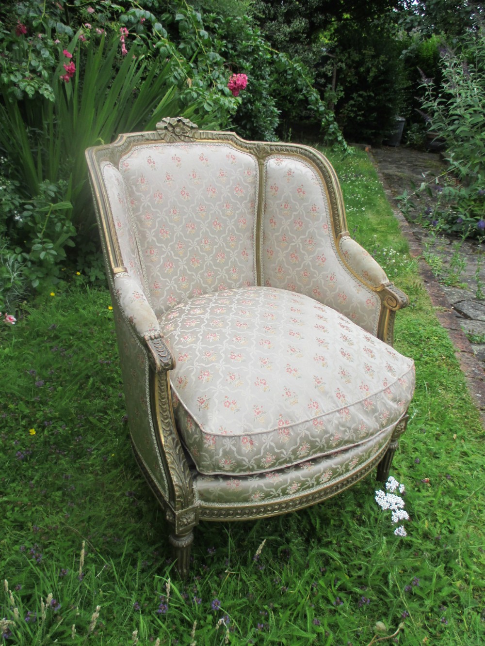 French Gilt Bergere Armchair