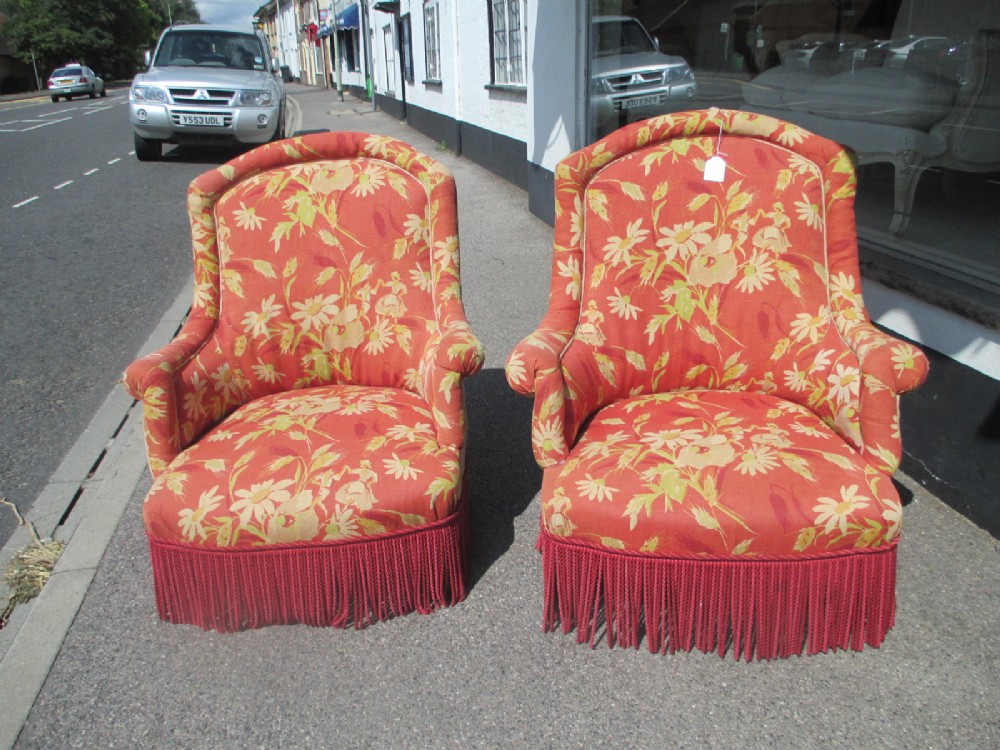 Pair of French Upholstered Armchairs