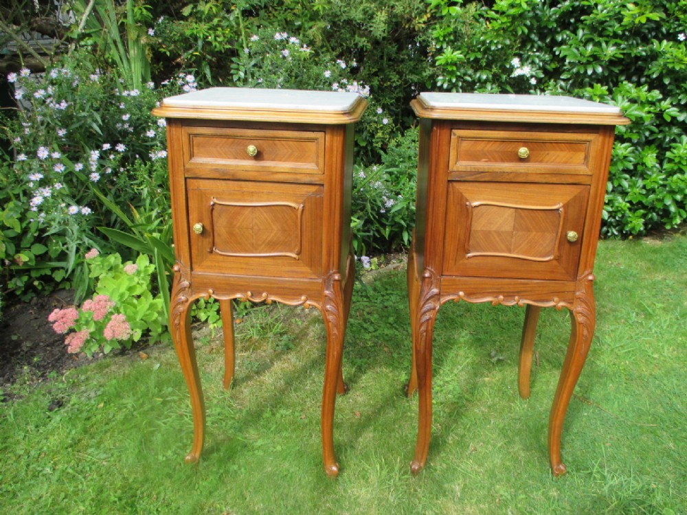 Pair of walnut bedside tables