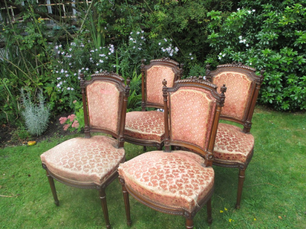 Set of Four French Walnut chairs