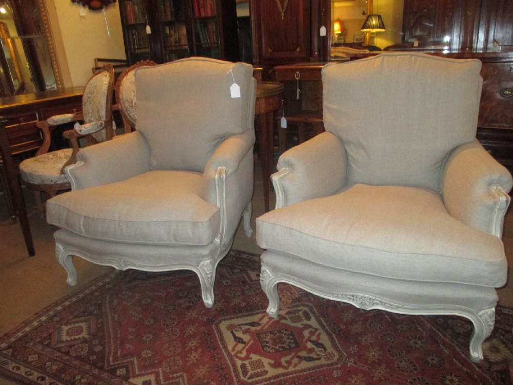 Pair of Large Bergere Armchairs