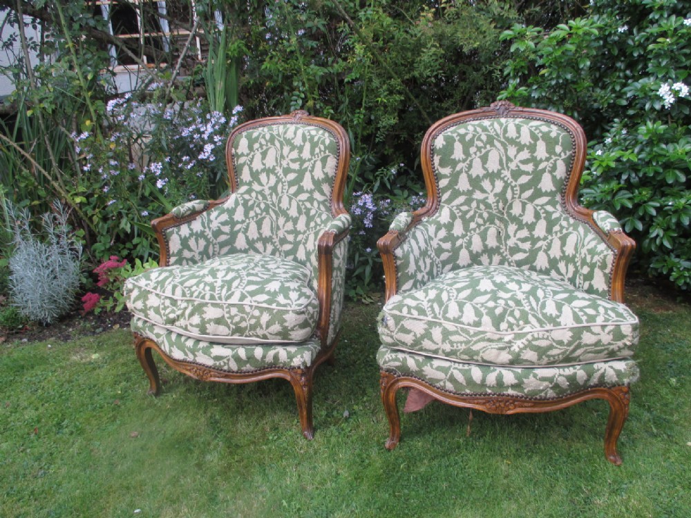 Pair of French Bergere Armchairs