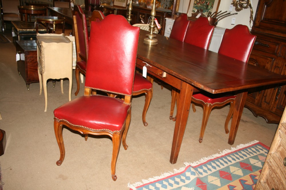 six leather dining chairs 