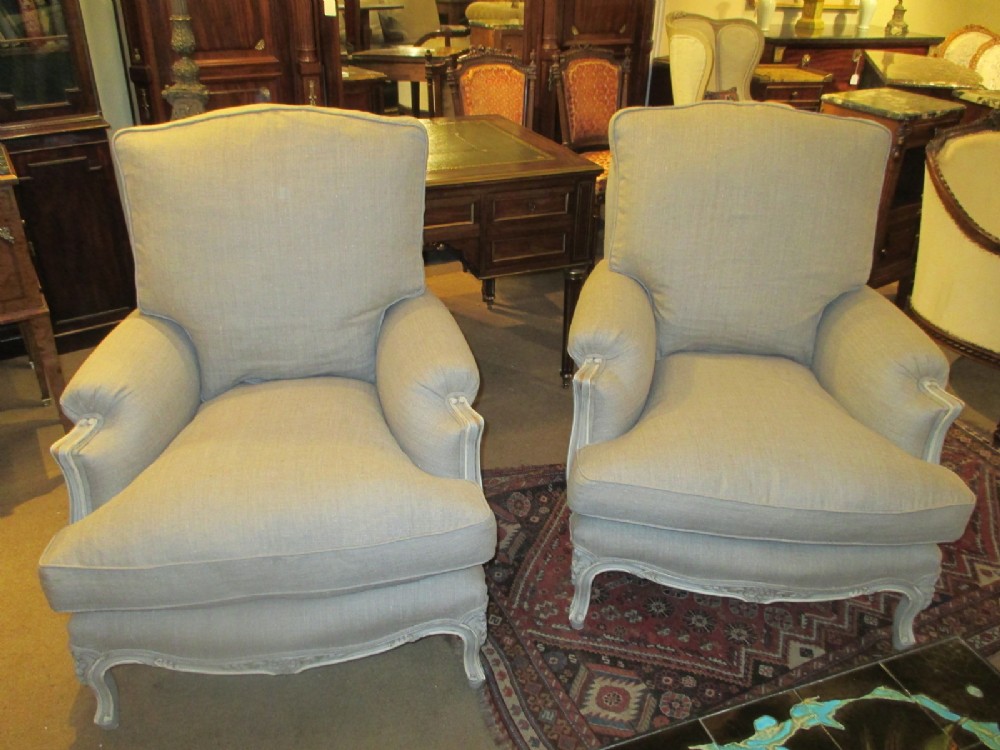 Pair of large bergere armchairs