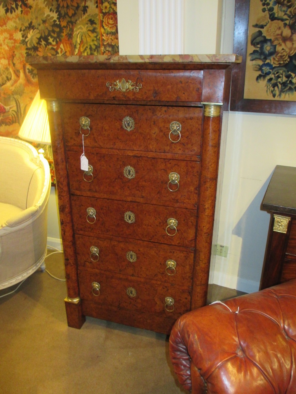 Burr Elm French Empire Chest