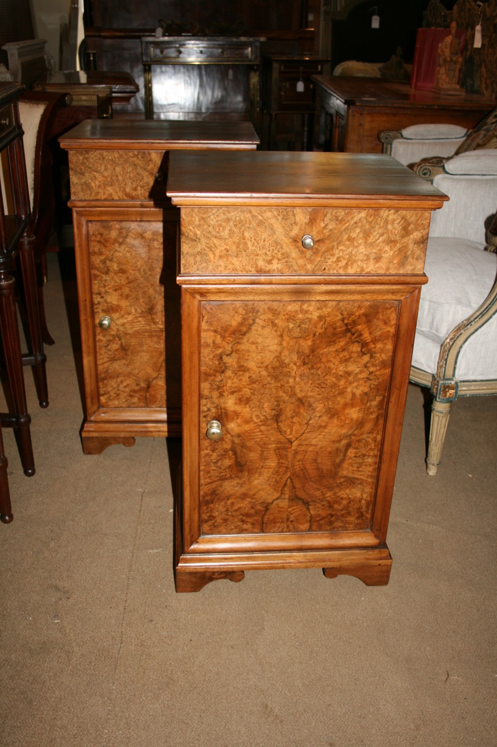 pair walnut bedside table 