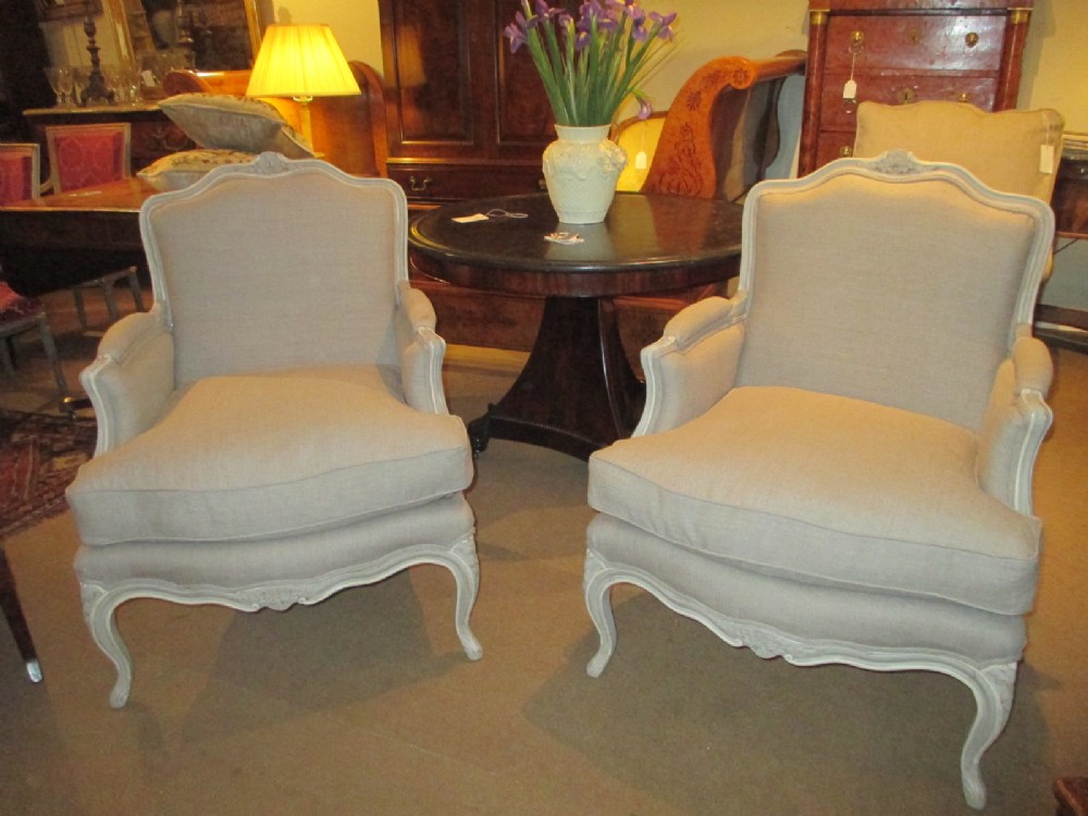 Pair of French Bergere Armchairs