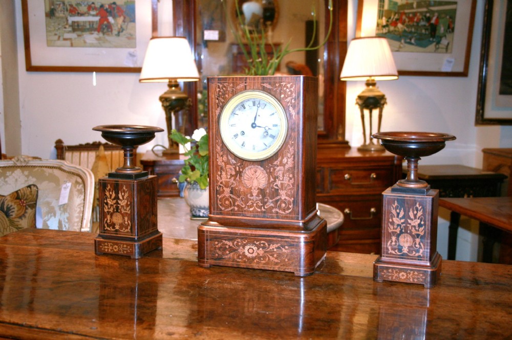 french rosewood clock set garniture 