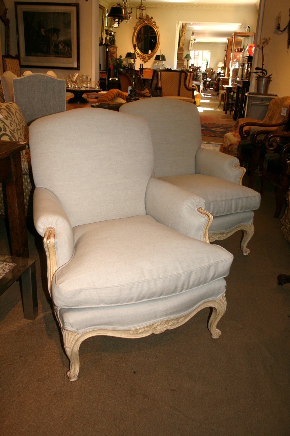 comfortable pair of french armchairs