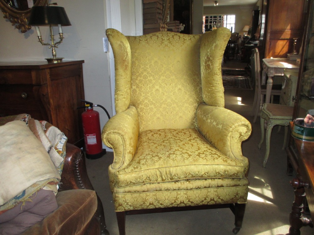 Large Mahogany Wing-back Armchair