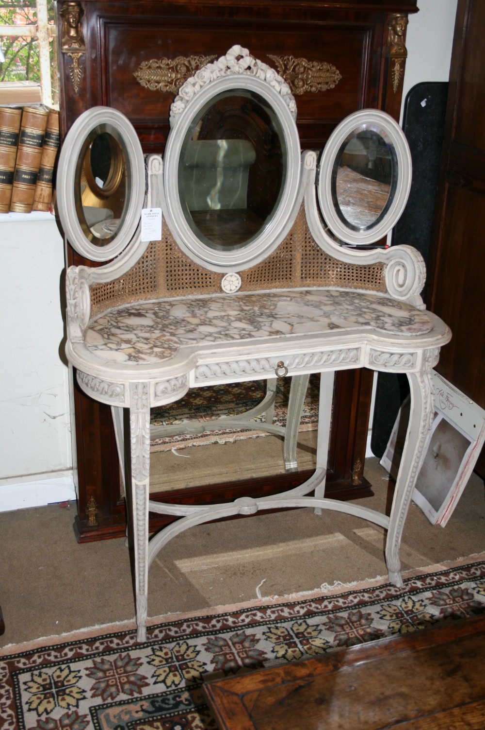 very pretty painted and caned dressing table 