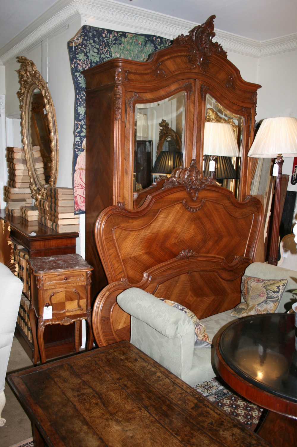 french walnut 3 piece bed room suite 