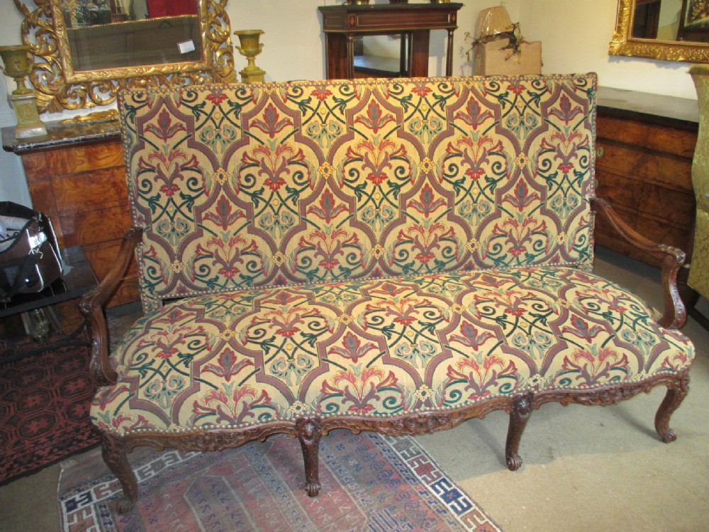 Large carved walnut sofa