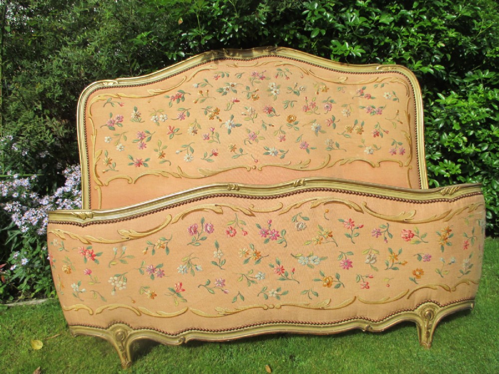 Large French Needlepoint Bed