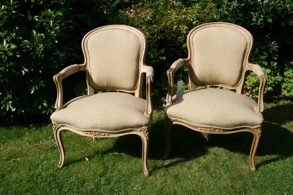 pair louis style armchairs