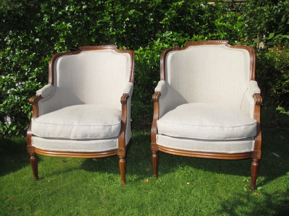 Pair of walnut Armchairs