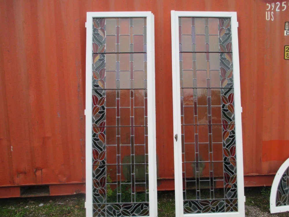 Large pair of stained glass doors or widows