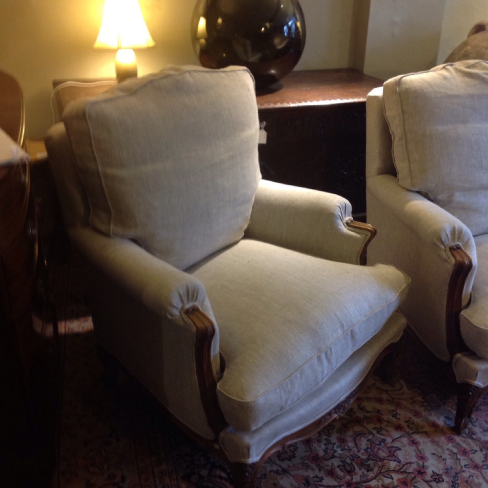 Large pair of French armchairs 