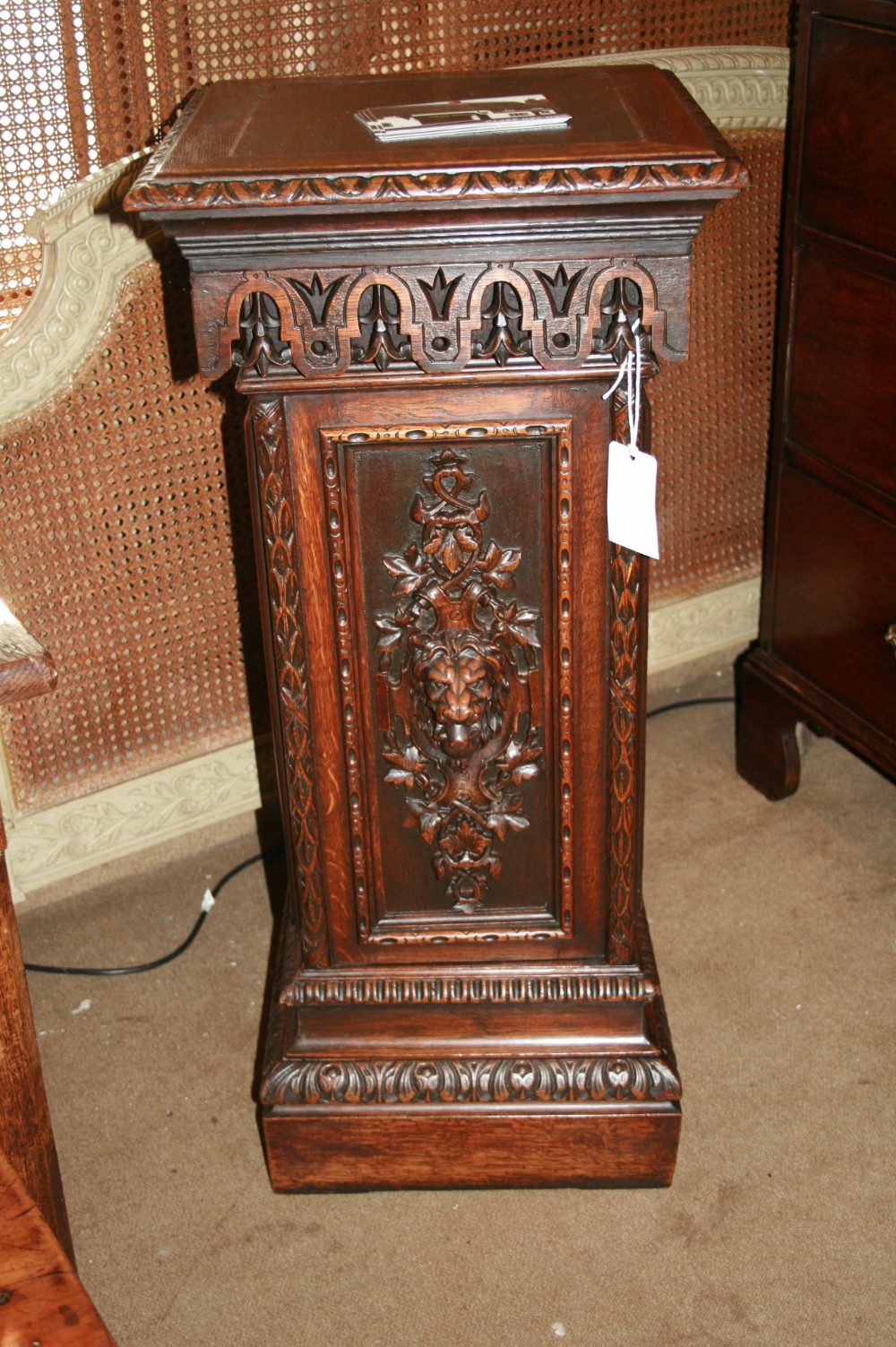 french carved oak column 