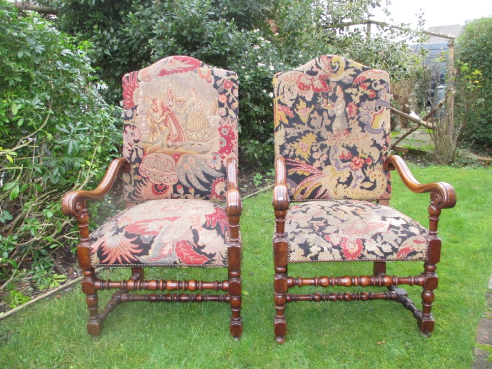 Pair of large needlepoint Armchairs