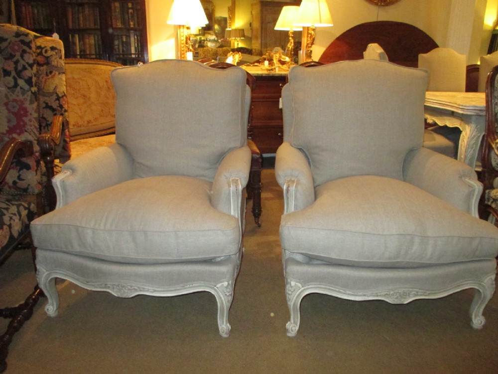 Pair of large bergere armchairs