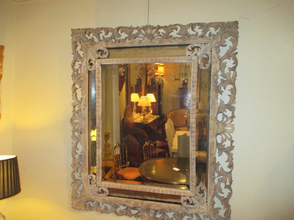 Large bleached cushion mirror