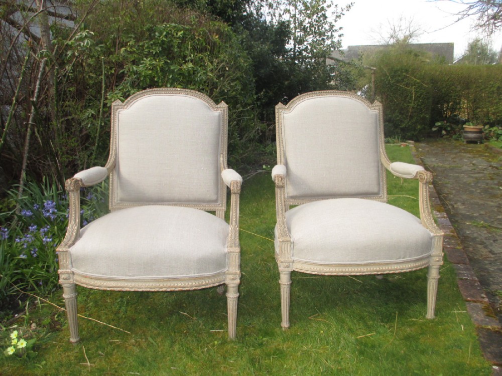 Pair of large French armchairs