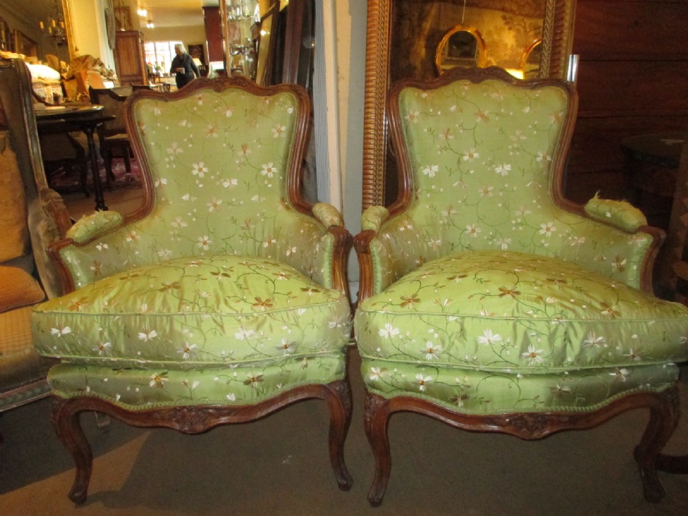Pair of French Bergere armchairs