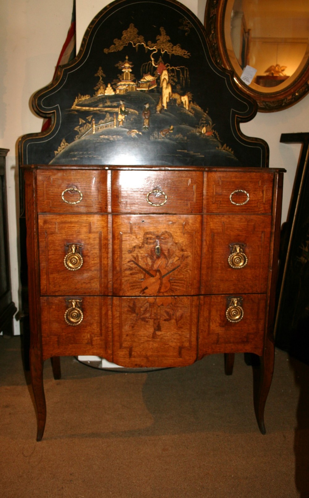 18th century inlaid oak commode 