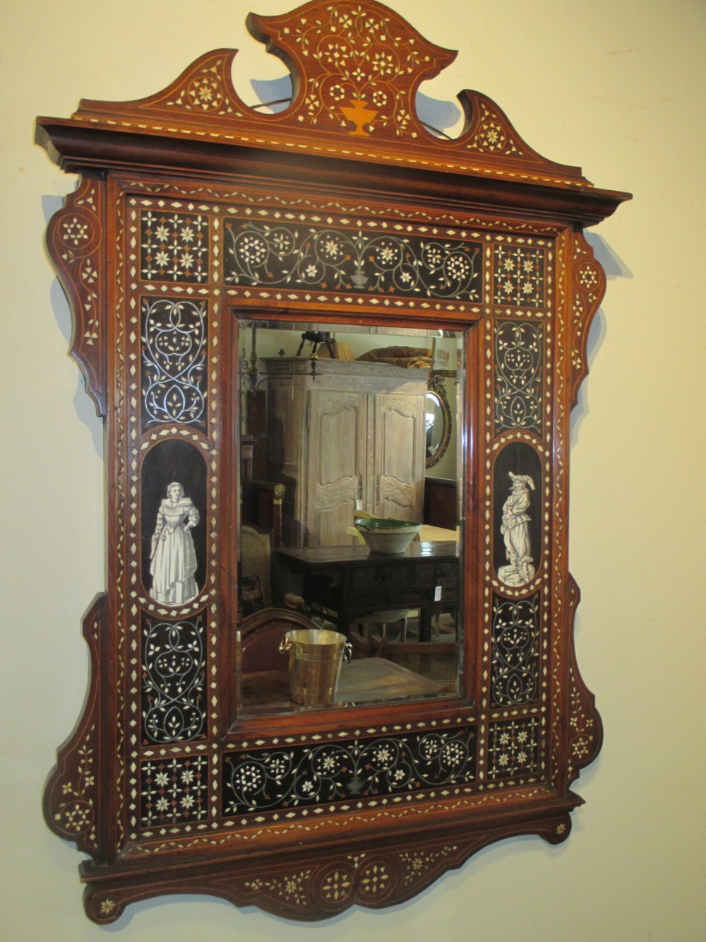 Italian ivory inlaid mirror