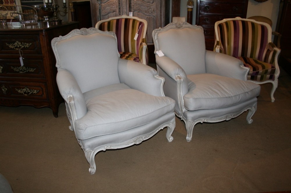 large comfortable pair of french armchairs 