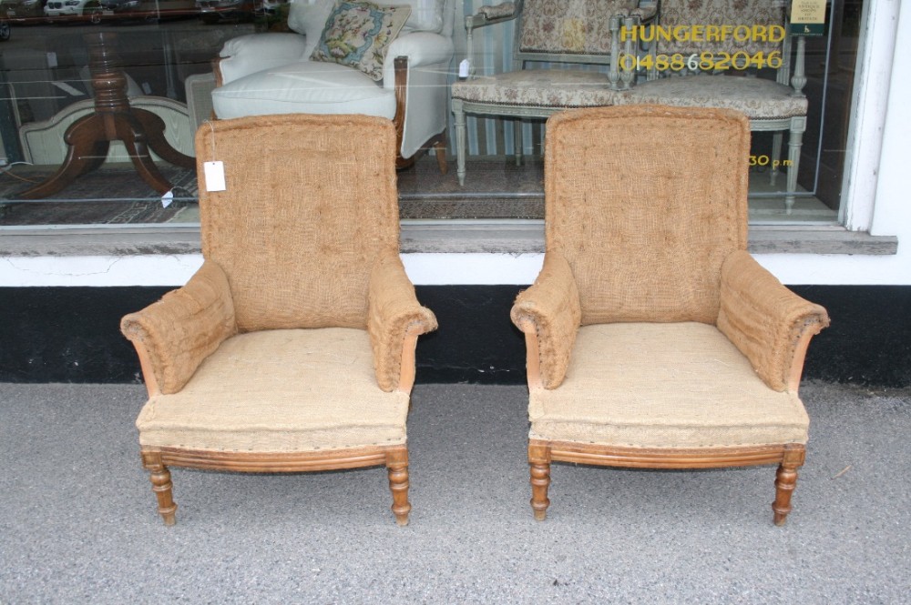 pair of walnut framed french armchairs 