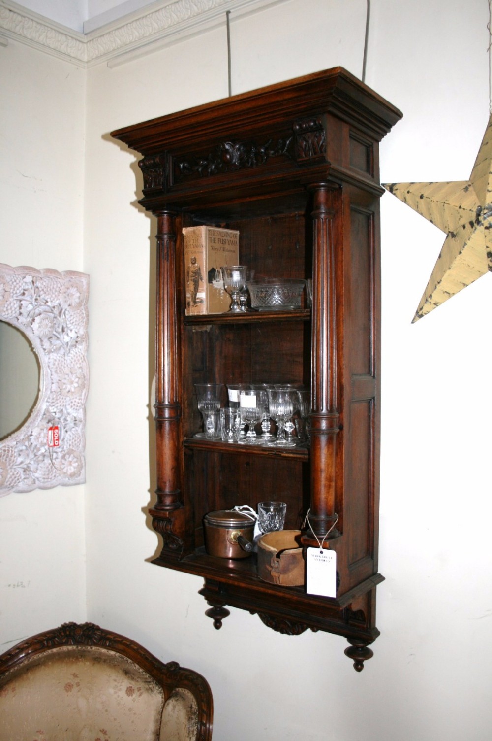 french walnut hanging shelf