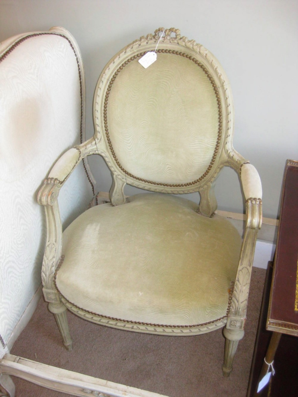 FRench Painted pair of Louis xvi style armchairs